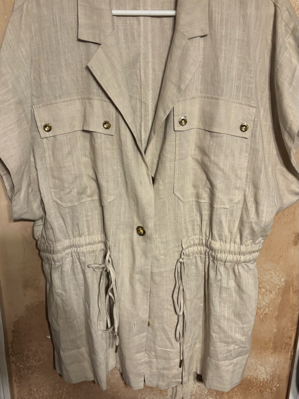 HALSTON XL Women’s Lightweight Drawstring Waist Jacket - Beige